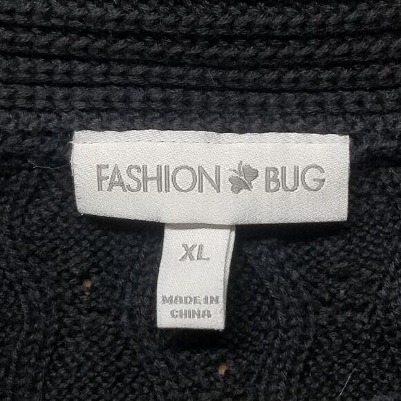 Fashion Bug Womans Size XL Black Short Sleeve Sweater Neck Buttons - Picture 5 of 7